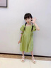 G.duck童裝女童連衣裙夏季兒童裙子中大童夏裝蝴蝶結公主裙女孩洋氣禮服 熒光綠綁帶款 140 尺碼9~10歲【130-140cm】 曬單實(shí)拍圖