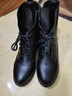 千紙鶴（Q ZHIHE）品牌大碼真軟皮短靴女平底秋冬歐美新款馬丁靴春秋單靴百搭加絨女 黑色 35 曬單實(shí)拍圖