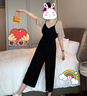 瑞彼麗哺乳期外出衣服夏季辣媽套裝遮肚子寬松喂奶上衣T恤+背帶褲兩件套 卡其色哺乳套裝【胸前橫開拉鏈】 M碼 95-110斤 曬單實(shí)拍圖