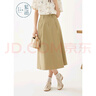 紫涵（ZIHAN）紫涵復古純棉半身裙夏季文藝森系百搭高腰顯瘦A字中長(cháng)裙 卡其 M 曬單實(shí)拍圖