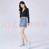 浪莎高腰牛仔短褲女寬松夏季薄款a字裙褲三分熱褲潮闊腿休閑開叉短裙 曬單實拍圖