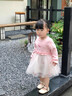 優(yōu)奇女童連衣裙秋裝2025新款洋氣寶寶蓬蓬裙周歲禮服春秋季兒童公主裙 粉色 90cm 曬單實(shí)拍圖