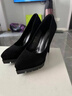 2025年新款春尖頭12CM黑色超高跟鞋女細跟絨面防水臺性感夜店單鞋 黑色齒防底 36 曬單實(shí)拍圖