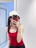 冶芷美式純欲甜辣妹掛脖紅色吊帶背心女夏季外穿內搭修身性感短款上衣 收腰美式掛脖吊帶紅色 L 曬單實(shí)拍圖