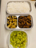 HUYO316不銹鋼保溫飯盒學(xué)生便攜飯盒便當(dāng)盒304上班族可微波爐加熱餐盒 316內(nèi)膽雙層飯盒（淺灰色）+勺子筷子+保溫袋 曬單實(shí)拍圖