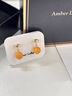 Amber Lollipop蜜蠟耳環(huán)女士圓珠耳墜小眾耳飾耳釘老師教師節(jié)禮物生日送女友老婆黃色 曬單實拍圖