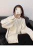 蘇彩尼毛衣外套女裝2023年秋冬季新款寬松慵懶風加厚針織開衫外套上衣服 白色 M 曬單實拍圖