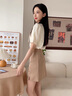 FSHE旗袍新中式國風(fēng)連衣裙設計感女小眾2025夏季高級感復古短袖襯衫 [兩]旗袍上衣+卡其色半身 M 95-108斤 曬單實(shí)拍圖