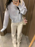 矜持范baby藍色針織開衫女2025早春新款奶fufu溫柔毛衣外套短款寬松上衣 藍色 S 8095斤 曬單實拍圖