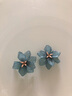 夢君宸仙女花朵耳環(huán)女潮韓國長款氣質(zhì)個性夸張大耳墜耳釘耳飾品 （綠色）夸張大花朵耳針 曬單實拍圖