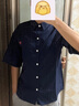 妙奕嘉短袖襯衫男士夏季男裝半袖工裝寬松休閑外套襯衣冰絲衣服薄款寸衫 胸標(biāo)藏青色襯衫短袖 XL 【建議120斤-140斤】 曬單實(shí)拍圖
