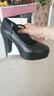澳曼琳旗袍模特走秀高跟鞋女真皮粗跟單鞋防水臺職業(yè)一字扣大碼工作鞋女 黑色圓頭11cm 40 曬單實(shí)拍圖