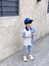 迪士尼（Disney）男童夏季套裝一歲寶寶短袖新款兒童衣服男孩韓版夏裝中小童兩件套 藍(lán)色 豎條小熊套裝 90 建議身高80-90 體重20-24 曬單實(shí)拍圖