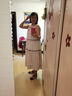 太平鳥(niǎo)女裝法式撞色連衣裙2024夏高級感圓領(lǐng)短袖長(cháng)裙百褶裙子 淺粉 L 曬單實(shí)拍圖