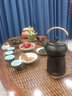 聚晟烏欖燒碳爐養生陶瓷干燒壺煮茶壺專(zhuān)用微煙橄欖炭欖核炭燒水壺家用 黑陶&mdash;寬宏提梁壺 曬單實(shí)拍圖