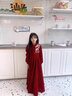 小咔衣濃兒童禮服公主裙小女孩主持人長(cháng)袖鋼琴演出服女童過(guò)年拜年服秋冬季 酒紅色3687長(cháng)款立領(lǐng) 130 曬單實(shí)拍圖