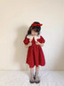 蓓馨貝（Beixinbei）一周歲女寶寶生日禮服女童連衣裙洋氣3歲女孩泡泡袖娃娃領公主裙2 酒紅色珍珠娃娃領連衣裙 100 建議2歲左右 曬單實拍圖