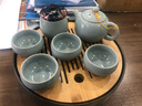 寧不凡（NINGBUFAN） 汝窯茶具套裝一壺二杯干泡茶具茶壺茶杯茶托小套裝 豆青 西施壺一壺四杯+陶瓷茶盤簡(jiǎn)裝 曬單實(shí)拍圖