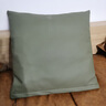 CORRIDORCR柔軟牛皮簡(jiǎn)約輕奢抱枕套腰枕客廳沙發(fā)真皮羽絨汽車(chē)靠墊純色抱枕 蒼嶺綠 50*50CM（含皮套/含芯） 曬單實(shí)拍圖