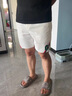ANDSEEYOU男士夏季4分短褲潮流薄款修身外穿冰絲男款休閑5分白色冰絲中褲潮 黑色 33 曬單實拍圖