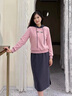 RUIQIUER撞色連帽衛衣連衣裙女春秋季新款女裝時(shí)尚休閑長(cháng)袖套裝裙子秋天 粉色 S 曬單實(shí)拍圖