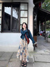 宏資琦連衣裙女裝2025春秋新款水墨畫裙子顯瘦氣質(zhì)減齡牛仔外套兩件套裝 水墨畫連衣裙+牛仔外套 S 曬單實(shí)拍圖