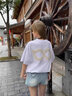 S·J·V·K2025新款字母短袖t恤女夏季寬松oversize學(xué)院風(fēng)情侶休閑百搭上衣 白色 2XL 曬單實(shí)拍圖
