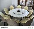 杰格森（JERGUSON FURNITURE） 輕奢亮光巖板伸縮餐桌椅組合多功能電磁爐火鍋一體現代圓形飯桌 1.35/1.7米-【亮光巖板面】+8椅 曬單實(shí)拍圖
