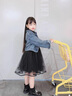 迪士尼女童秋裝連衣裙2025新款兒童裙子套裝小女孩洋氣春秋款生日公主裙 黑色紗裙牛仔套裝 140cm 曬單實(shí)拍圖