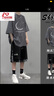 安初夏純棉印花短袖t恤男士休閑套裝夏季新款潮流衣服男裝運動搭配一套 月亮深灰+腰果黑短庫 XL 曬單實拍圖