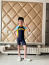 美津濃（MIZUNO）兒童泳衣男孩連體平角防曬沖浪潛水服速干溫泉游泳裝備AB411黃140 曬單實(shí)拍圖
