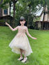 小咔衣濃兒童禮服公主裙高端女童鋼琴演奏演出服主持人演講走秀晚禮服夏季 香檳色無(wú)袖前短后長(cháng) 130 曬單實(shí)拍圖