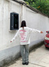 A CHOCK【Achock官方店】美式幻影印花長(zhǎng)t男春秋上衣服重磅長(zhǎng)袖打底 白色 L 曬單實(shí)拍圖