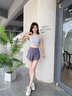 LULULMCCTN 瑜伽褲女防走光夏季新款運(yùn)動(dòng)健身訓(xùn)練跑步短褲女 煙紫色 L 曬單實(shí)拍圖