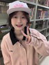 DAVEY MODE美式復古粉色棒球服外套女裝春秋季2025早秋新款寬松休閑夾克上衣 粉紅色【zt】 M (160) 曬單實(shí)拍圖
