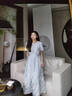 對(duì)白【仙女裙】法式浪漫提花連衣裙女2025夏季新款氣質(zhì)花苞袖長裙 冰綠色 M 曬單實(shí)拍圖