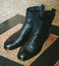 柯盾（KEDUN）男靴秋冬季真皮英倫皮靴子男高幫皮鞋加絨切爾西靴保暖防水馬丁靴 黑色（加絨棉鞋） 44 曬單實(shí)拍圖
