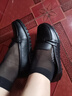 凰巣媽媽鞋女工作鞋舒適中老年單鞋防滑老人鞋皮面軟底平底鞋送母親 黑37（標準） 曬單實(shí)拍圖