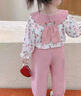 G.DUCKKIDS童裝女童秋裝套裝兒童衣服女寶寶春秋季兔子印花上衣兩件套小女孩 小白兔粉色【春秋款】 100 尺碼2~3歲【 90-100cm】cm 曬單實(shí)拍圖