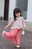 mlgt kids童裝女童碎花連衣裙夏季新款女寶寶套裝公主裙兒童短袖夏裝 玫紅套裝 90 cm 曬單實(shí)拍圖