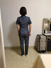 造夢伊人西裝套裝女職業(yè)裝短袖小西裝女修身正裝商務(wù)OL女士面試工作通勤西服套女裝 灰色西裝+褲子（吊帶） L（101-108斤） 曬單實(shí)拍圖