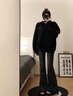 PMOG黑色顯瘦微喇叭牛仔褲女2025新款女裝夏季小個(gè)子顯瘦女褲子夏季女 黑色[長(zhǎng)褲]推薦身高156165 L [建議106115斤] 曬單實(shí)拍圖