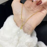 中國黃金（CHINA GOLD）金鑲玉黃金吊墜女款足金和田玉水滴生日禮物送女友老婆教師節禮物和田玉水滴吊墜【贈銀鏈】金重約0.5g 曬單實(shí)拍圖
