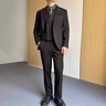 皮爾卡丹（pierre cardin）商務(wù)修身西服套裝男士春夏季新款呢料西裝三件套新郎結婚正裝禮服 SJT8339卡其色兩件套【西服+西褲】 2XL 曬單實(shí)拍圖