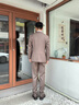 吉約蒙西服套裝男商務(wù)休閑西裝職業(yè)正裝修身棕色新郎結(jié)婚禮服西裝套裝 砂陶棕【上衣+褲子】 50 曬單實(shí)拍圖