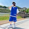嚕 C童裝男童夏裝套裝2025新款兒童衣服運動中大童短袖褲子兩件套帥氣 藍色 150 曬單實拍圖
