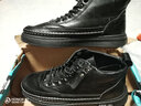 紅青百年男鞋皮面高幫板鞋男黑色側拉鏈休閑皮鞋男透氣潮流百搭青年休閑鞋  黑色 44 曬單實(shí)拍圖