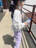 優(yōu)優(yōu)1點(diǎn)（Yoyo one）女童套裝秋裝新款兒童洋氣衛(wèi)衣女孩休閑童裝運(yùn)動(dòng)春秋10歲 4882白+16187紫 （春秋款） 150cm 曬單實(shí)拍圖