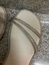 卓詩尼氣質(zhì)水鉆露趾粗跟搭扣沙灘一字帶涼鞋夏季時(shí)尚女鞋 米白色 37  曬單實(shí)拍圖
