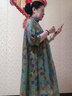 淘顏說(shuō)真絲連衣裙2022春季新款女裝高端氣質(zhì)顯瘦印花桑蠶絲中長(cháng)裙 綠花色 L 曬單實(shí)拍圖
